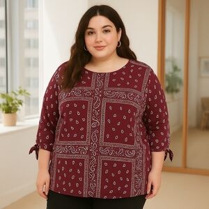 Weekend Suzanne Betro Paisley Bandana Print Tunic Top – 4X – NWT